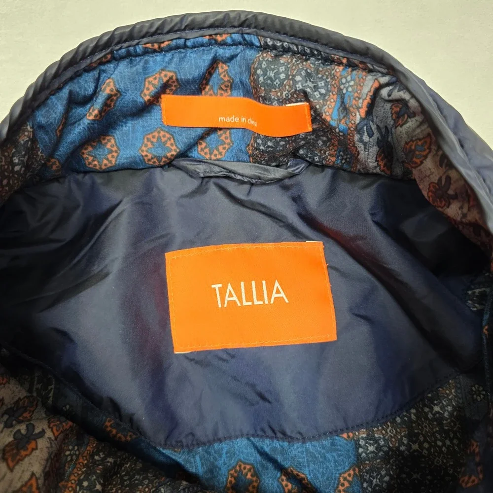 TALLIA‎ Quilted Bomber Jacket Mens Large Navy Blue Zip Lightweight Nylon